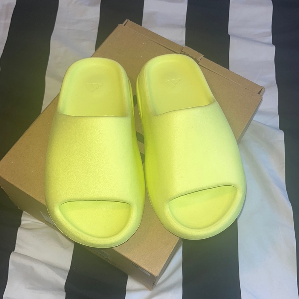 Authentic Glow Green Yeezy slides